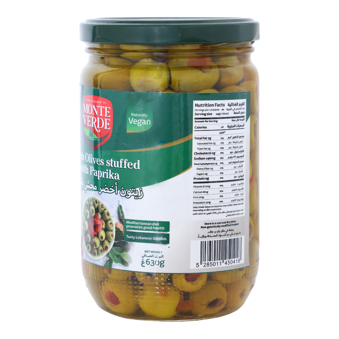 Monte Verde Green Olives Stuffed With Paprika Jar - 630g